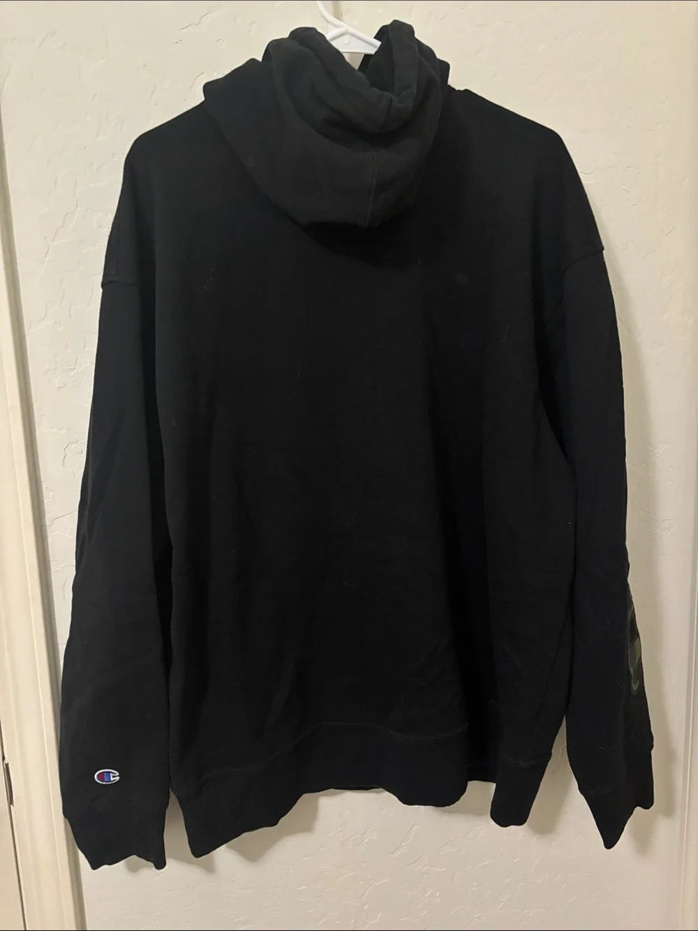 Champion Black Hoodie with Olive Accent Logo